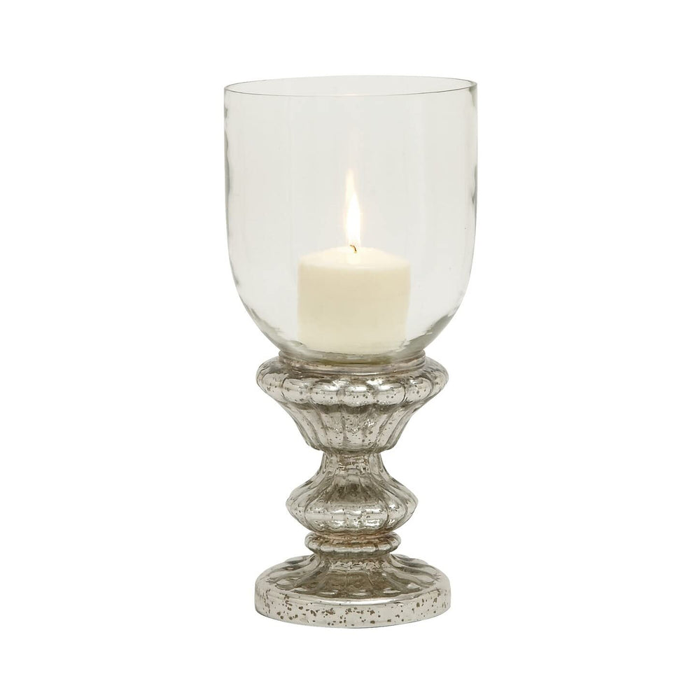 Silver Glass Traditional Hurricane Lamp 14 X 7 Finish - Diamond Home USA