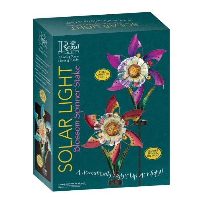 Blossom Solar Spinner Stake Blue Metal - Diamond Home USA