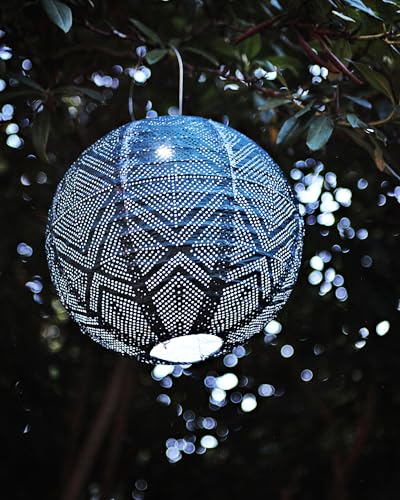 Allsop 31407 Soji Stella Boho Handmade LED Outdoor Solar Lantern 12X12 Ink - Diamond Home USA