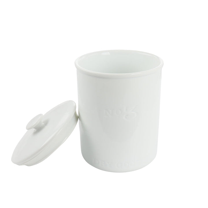 68 Ounce Porcelain Dry Goods Canister With Air Tight Lid In White - Diamond Home USA