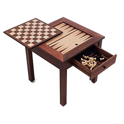 Hey! Play! Wood 3 in 1 Chess Backgammon Table by Trademark Games Brown - Diamond Home USA
