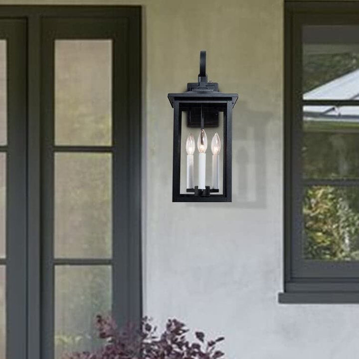 Black 3 Bulb 19.88'' H Outdoor Wall Lantern with Dusk to Dawn 19.9 * 9.4 * 8.7 - Diamond Home USA