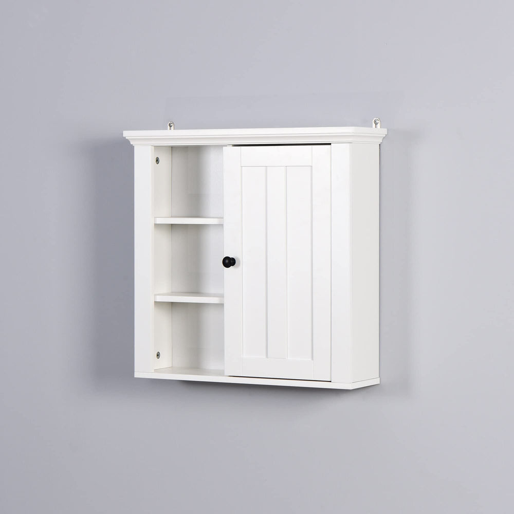 White Bathroom Wooden Wall Cabinet with A Door Modern Contemporary Wood Finish - Diamond Home USA