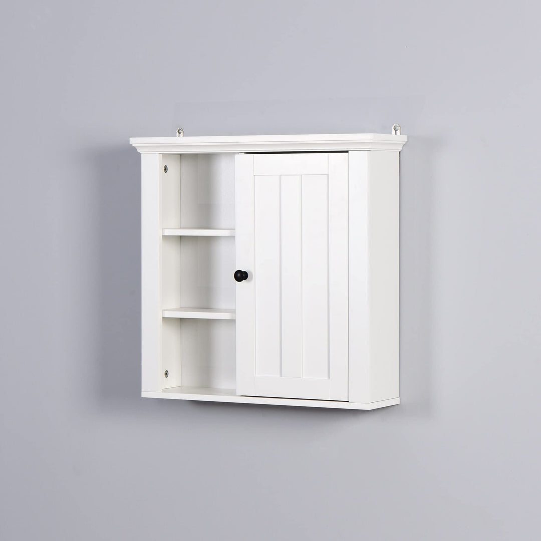 White Bathroom Wooden Wall Cabinet with A Door Modern Contemporary Wood Finish - Diamond Home USA
