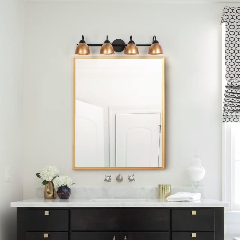 Modern Black Gold 4-Light Bathroom Vanity Light L 30.5" * W 7" H Industrial - Diamond Home USA