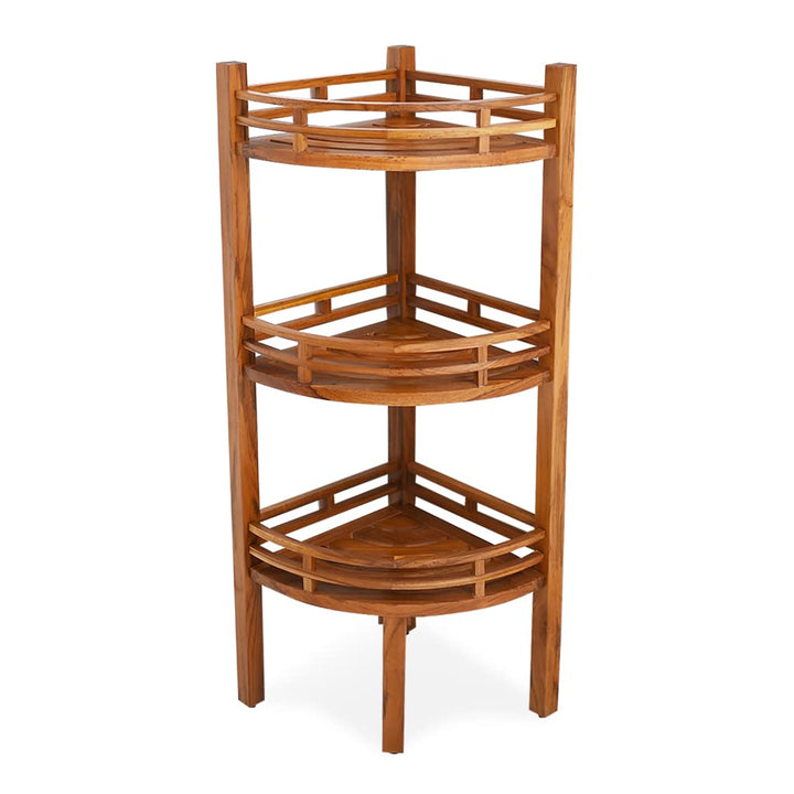Cambridge Casual Teak Wood Estate Freestanding 3-Tier Bathroom Corner Bath Shelf