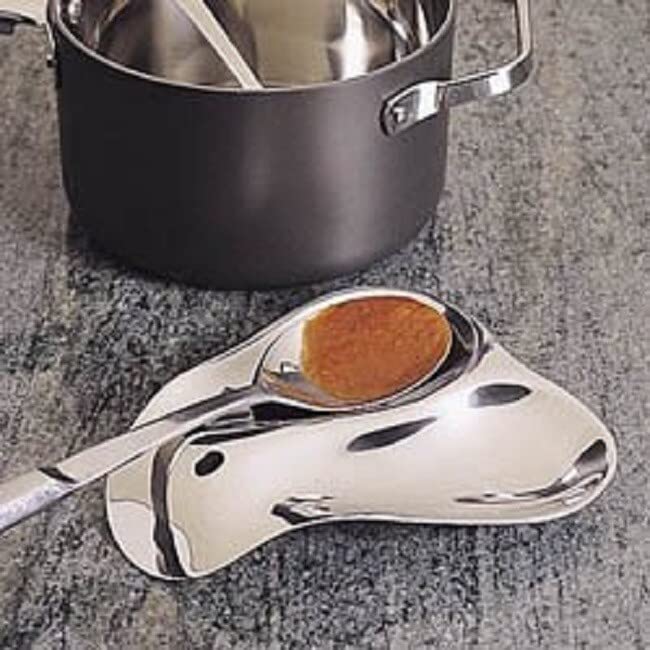 Stainless Steel 7-inch Double Spoon Rest Silver Dishwasher Safe - Diamond Home USA