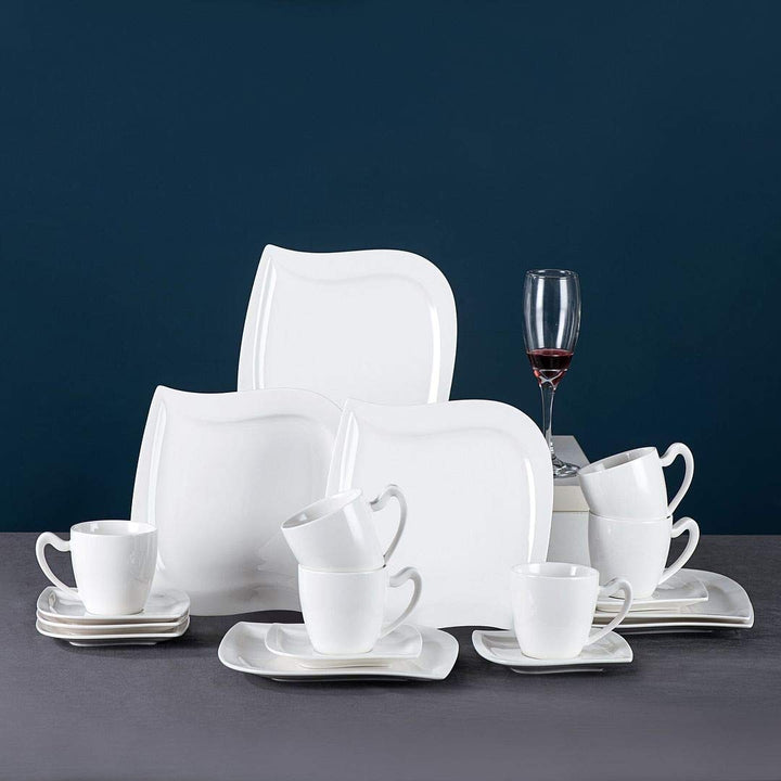 18-piece Dessert Service For 6 White Textured Casual Round Ceramic 18 Piece White - 18 Piece
