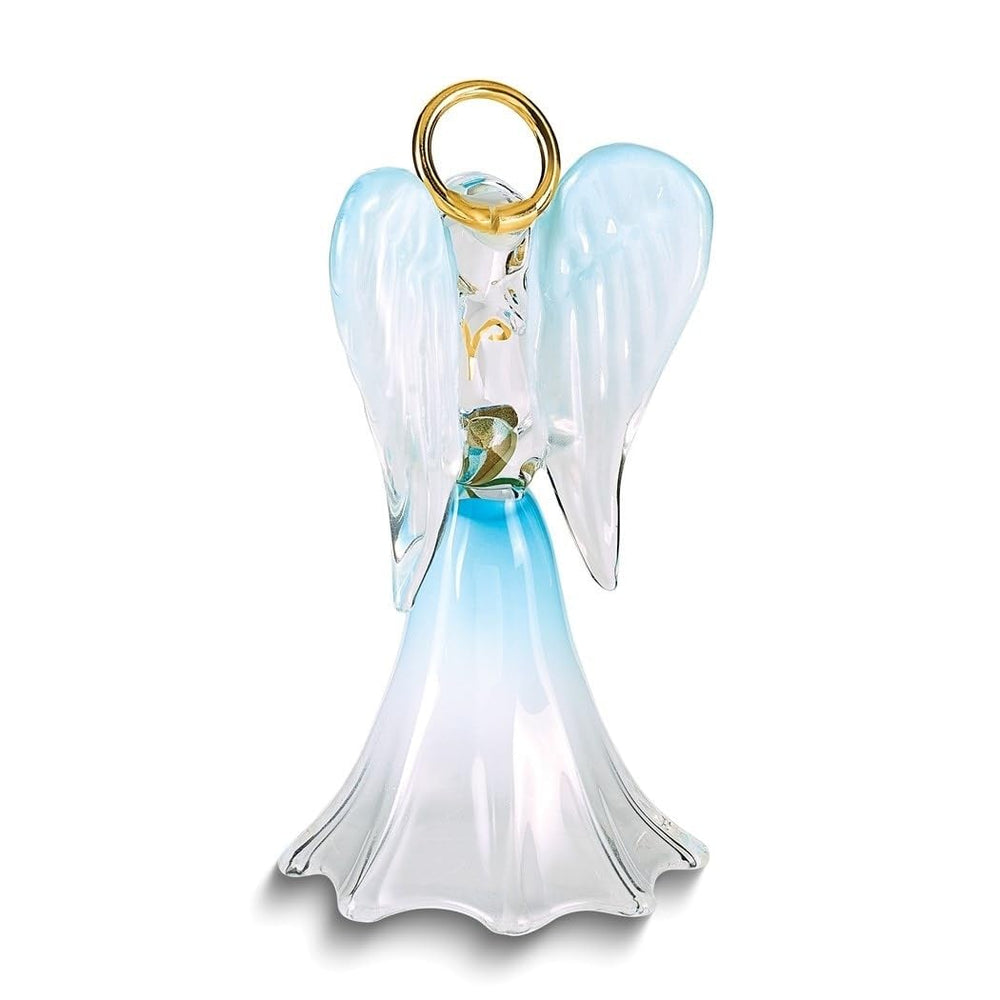 Blue Angel with Crystal Heart Glass Figurine 1.5" X 2.75" - Diamond Home USA
