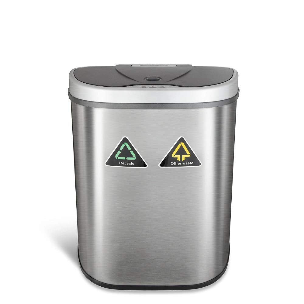 Ninestars DZT-70-R3 Motion Sensor Trash Can Extra Large Silver - Diamond Home USA