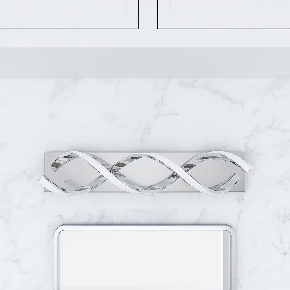 Modern 2-light Wavy Linear Led Bathroom Vanity Lighting Fixture Silver - Diamond Home USA