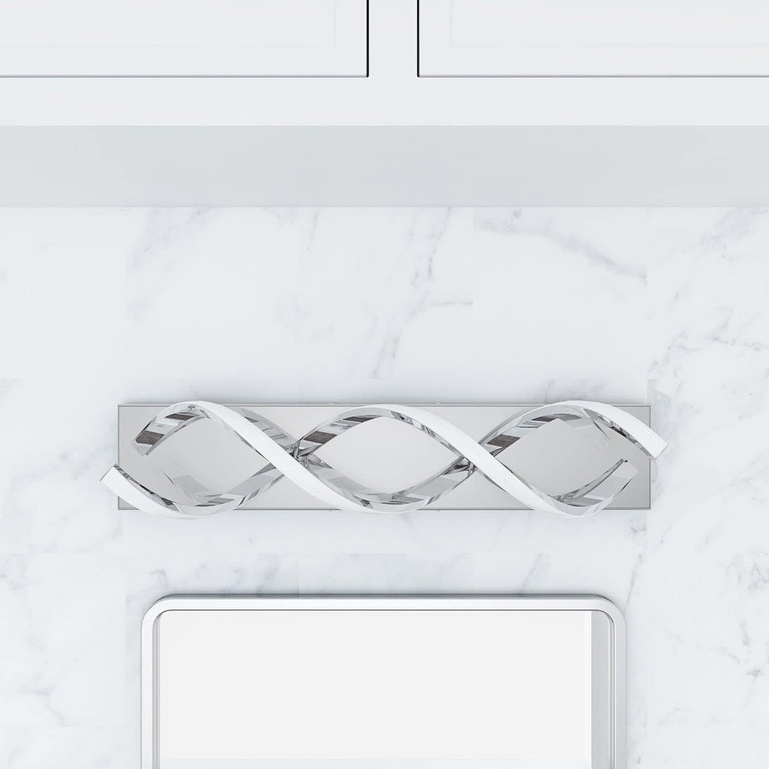 Modern 2-light Wavy Linear Led Bathroom Vanity Lighting Fixture Silver - Diamond Home USA