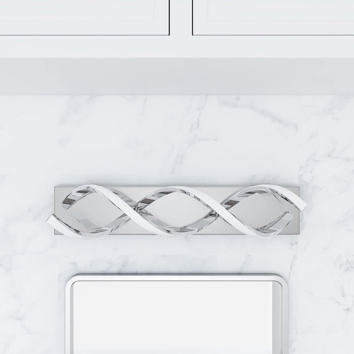 Modern 2-light Wavy Linear Led Bathroom Vanity Lighting Fixture Silver - Diamond Home USA