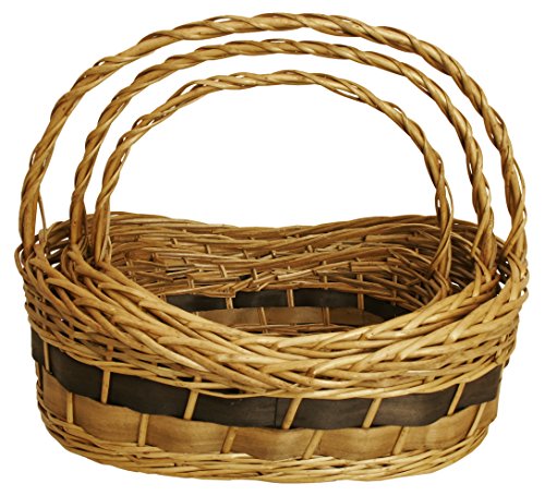 Wald Imports Brown Willow & Woodchip Decorative Nesting Storage Baskets Set of 3 - Diamond Home USA