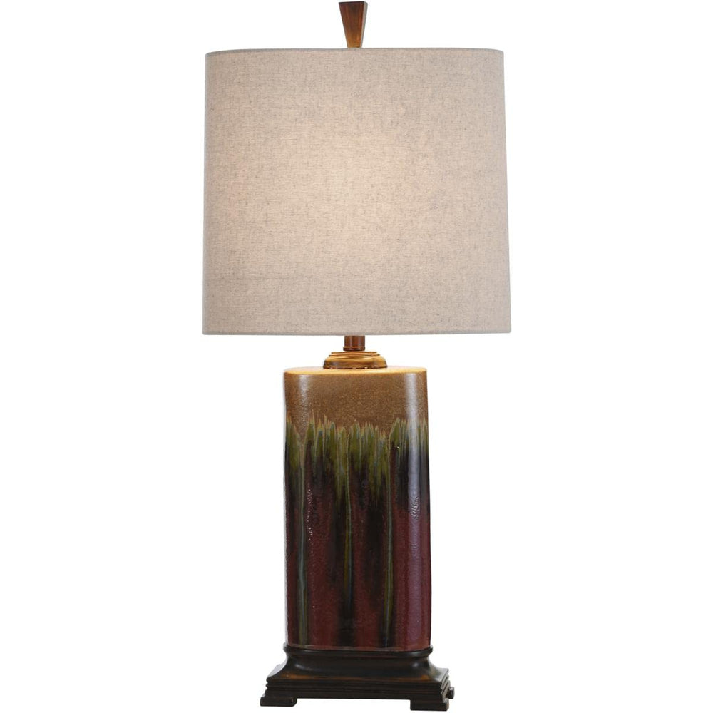 Stylecraft Home Collection L34377DS Signature Table Lamp Dark Red and Tan Glaze - Diamond Home USA