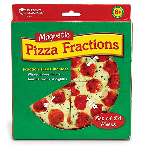 Learning Resources Magnetic Pizza Fractions Fraction Games for Kids 24 Pieces - Diamond Home USA