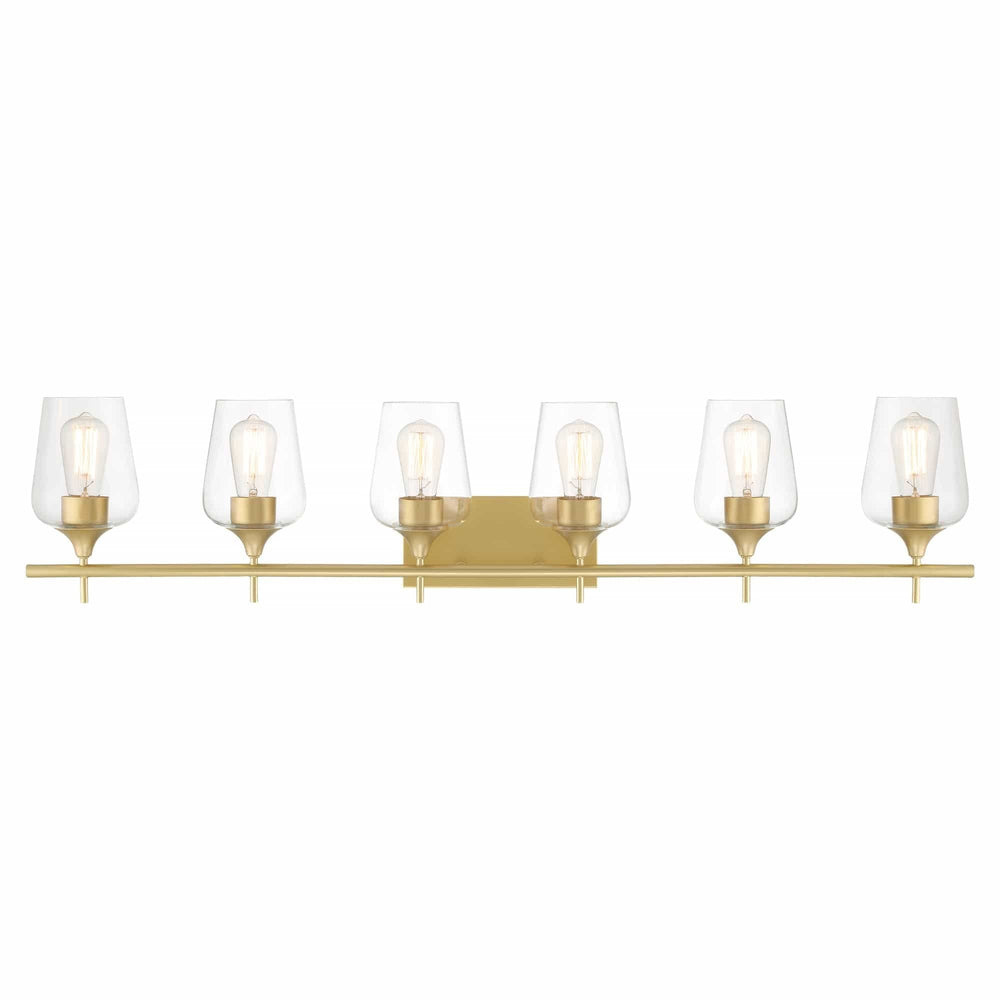 6 Light Dimmable Vanity Gold Farmhouse Rustic Glass Metal Includes Hardware - Diamond Home USA