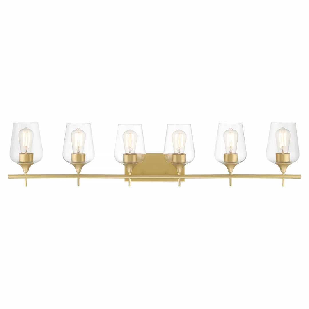6 Light Dimmable Vanity Gold Farmhouse Rustic Glass Metal Includes Hardware - Diamond Home USA