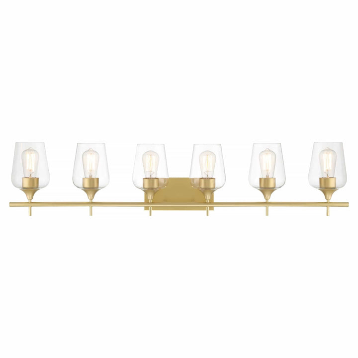 6 Light Dimmable Vanity Gold Farmhouse Rustic Glass Metal Includes Hardware - Diamond Home USA