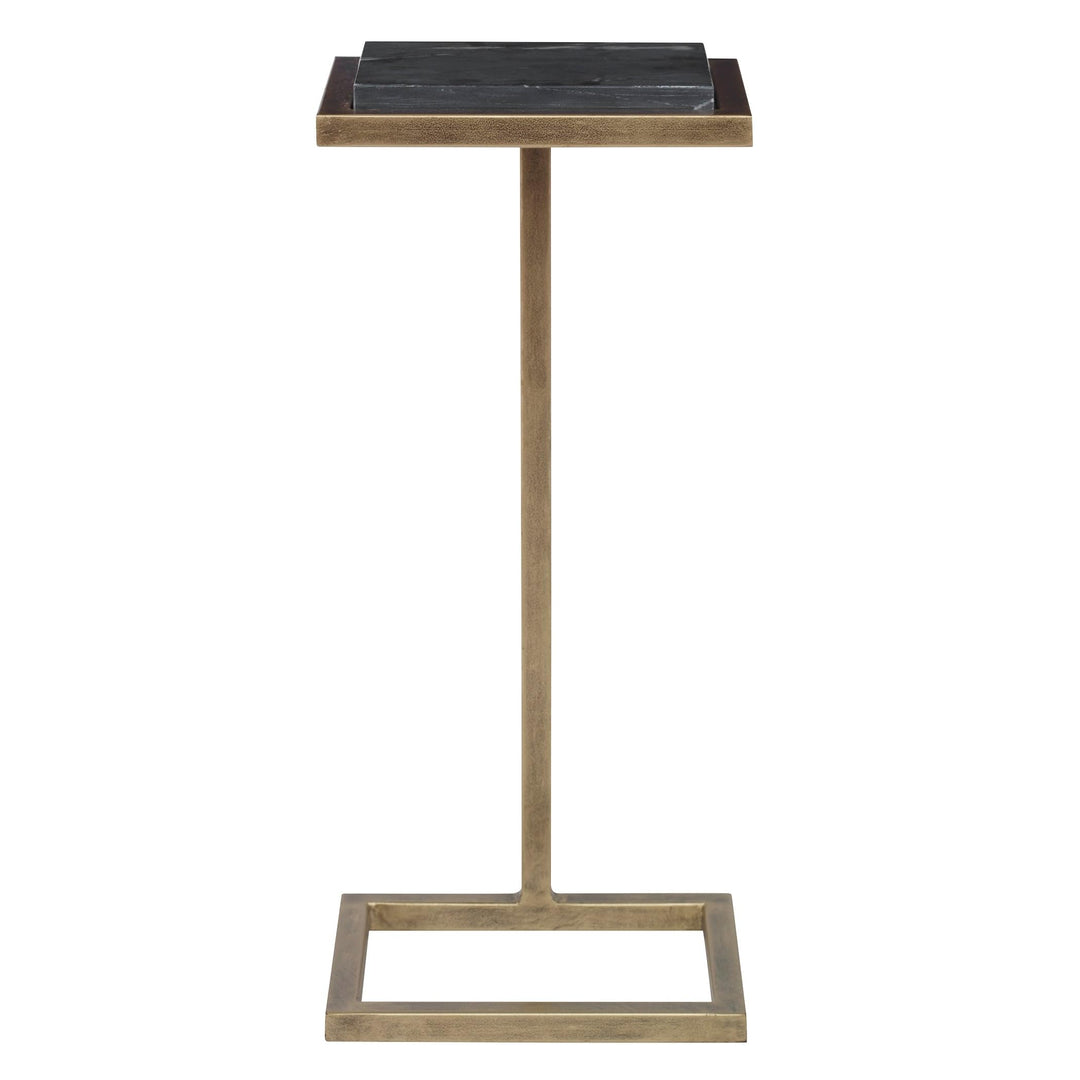 Black Martini End Table 8" d X 10" w 23" h Gold Casual Modern Contemporary