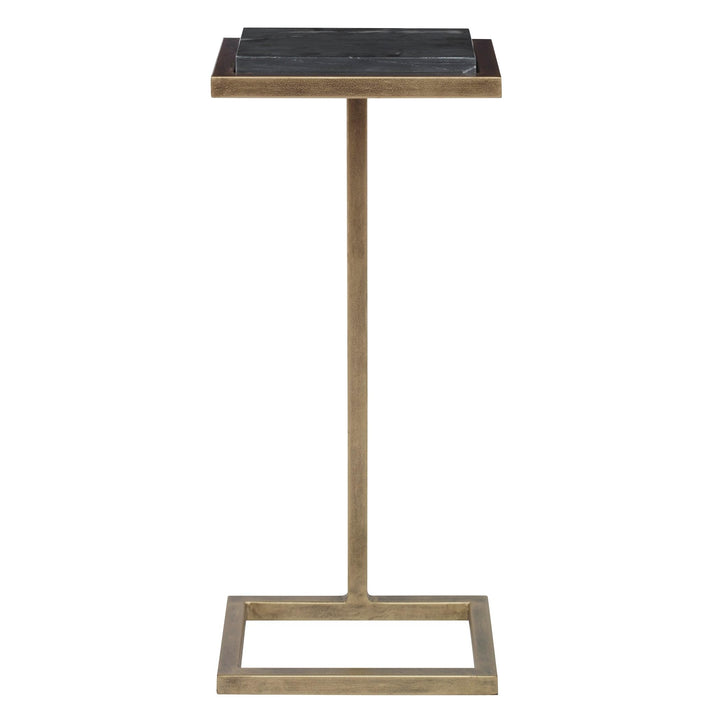 Black Martini End Table 8" d X 10" w 23" h Gold Casual Modern Contemporary