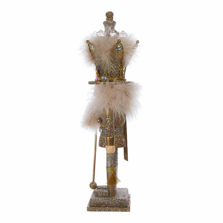 16-Inch Hollywood Platinum and Gold Glitter King Nutcracker - Diamond Home USA