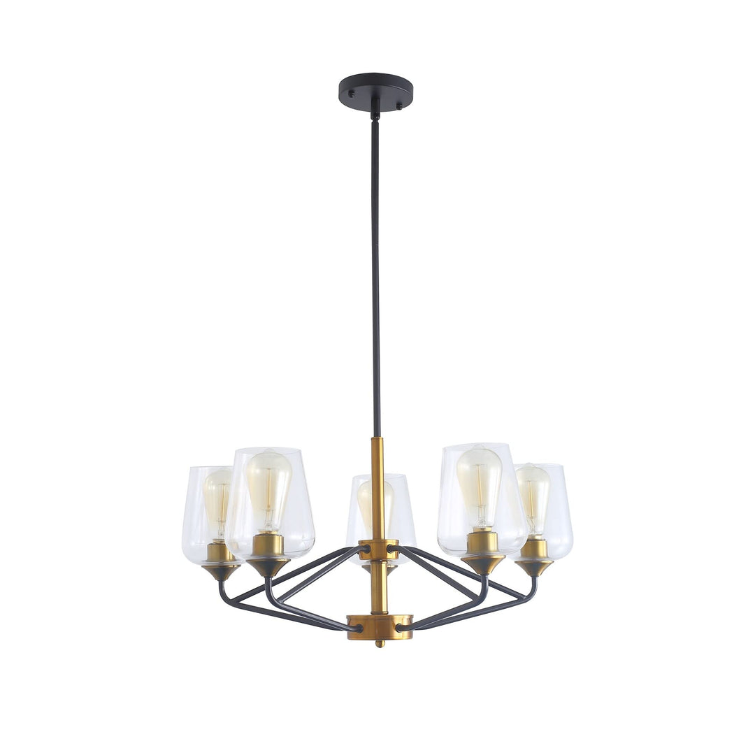 Dining Room Chandelier 5-Light Gold with Clear Glass Shades Modern - Diamond Home USA