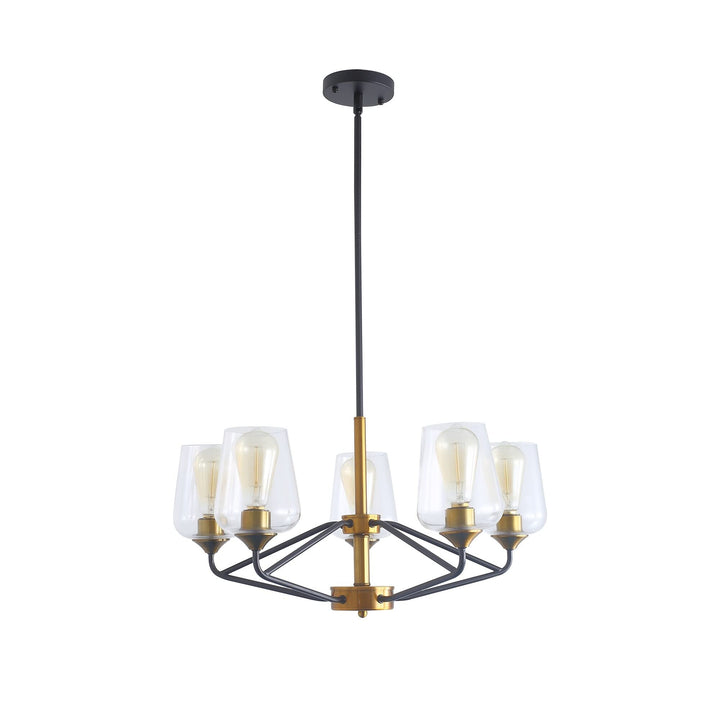 Dining Room Chandelier 5-Light Gold with Clear Glass Shades Modern - Diamond Home USA