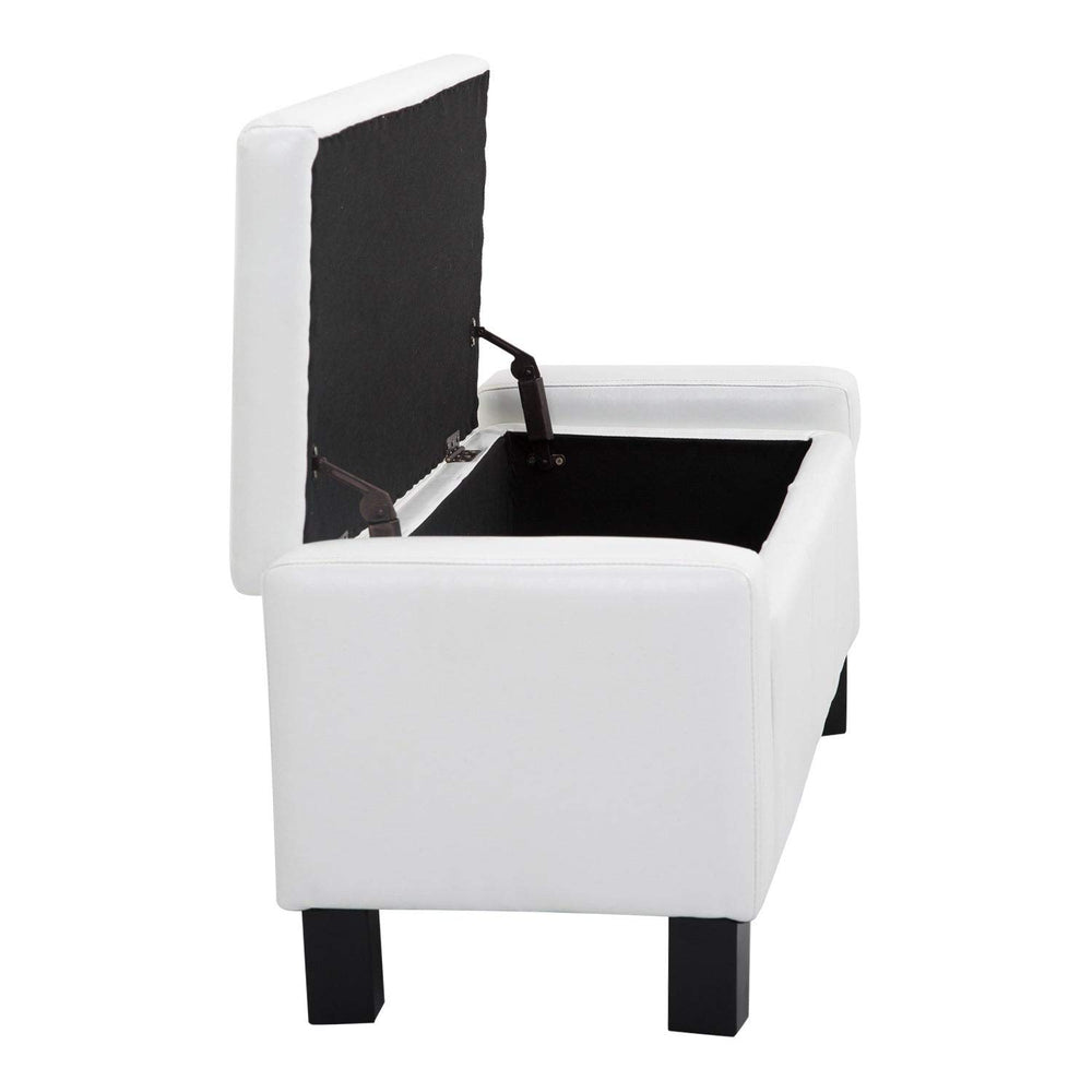43-inch White Faux Leather Ottoman Storage Bench Modern Contemporary Solid - Diamond Home USA