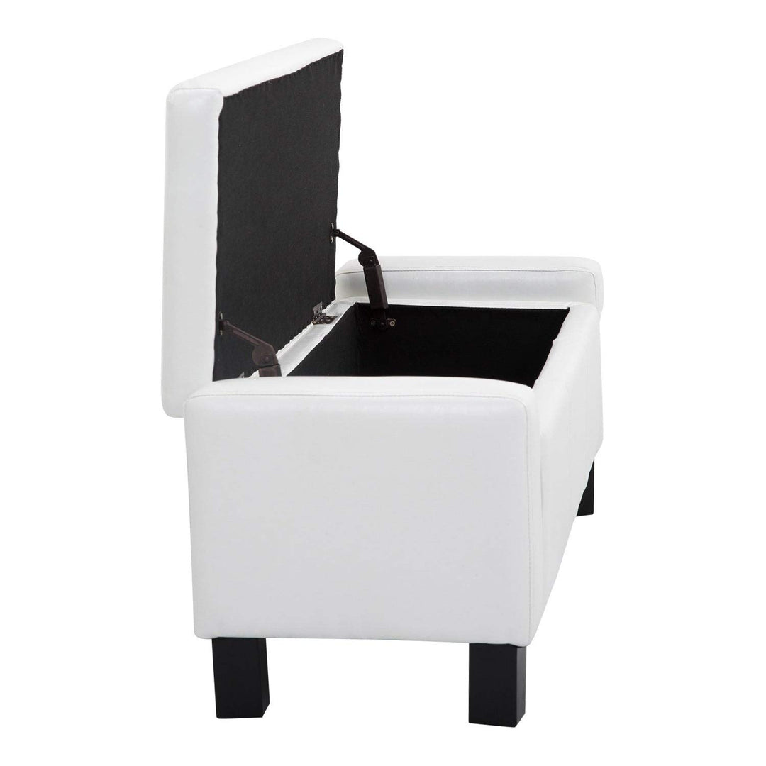 43-inch White Faux Leather Ottoman Storage Bench Modern Contemporary Solid - Diamond Home USA