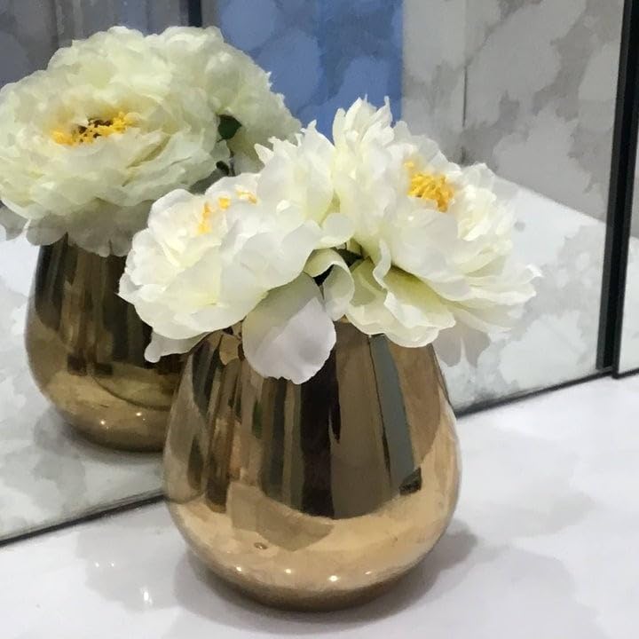 Polished Gold Bud Vase Ceramic - Diamond Home USA