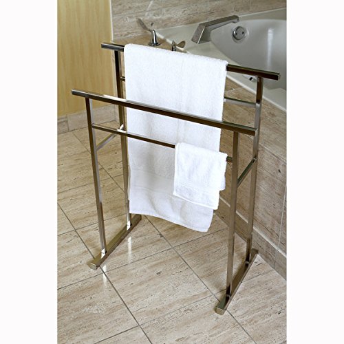 Brass Edenscape Free Standing Pedestal Towel Rack in Satin Nickel Finish - Diamond Home USA