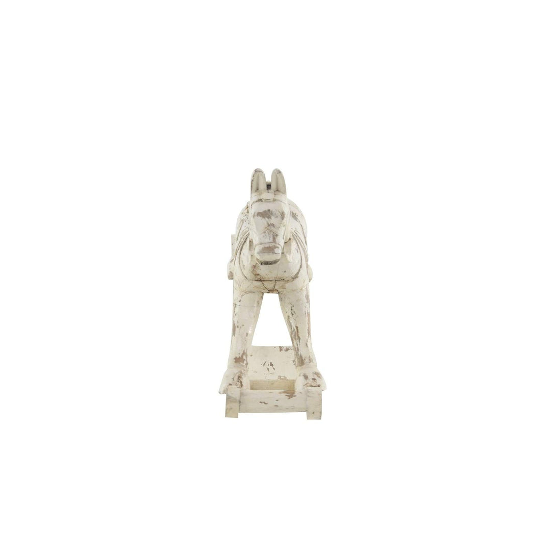 Farmhouse 17 X 27 Inch Distressed hite ooden Rocking Horse Sculpture Animals - Diamond Home USA