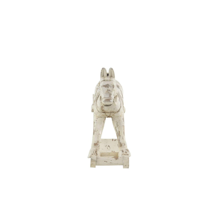 Farmhouse 17 X 27 Inch Distressed hite ooden Rocking Horse Sculpture Animals - Diamond Home USA