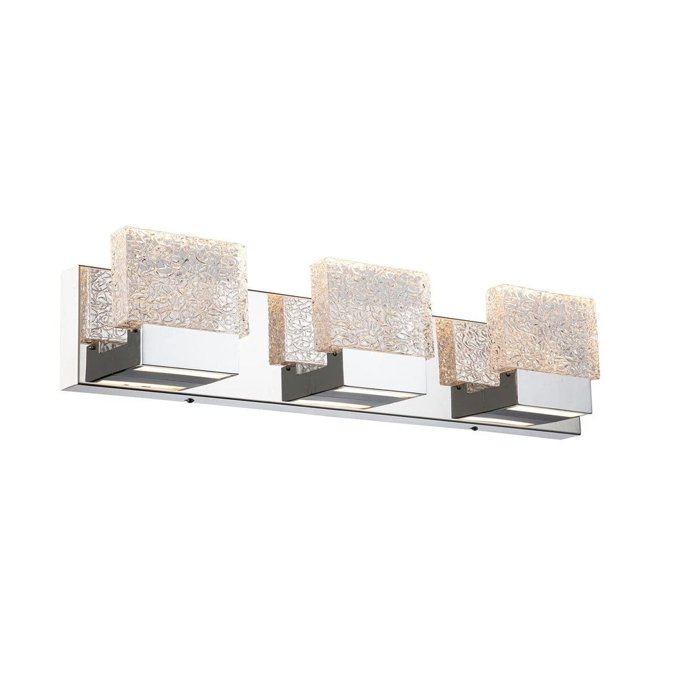 Modern 3-light Vanity Wall Sconce Led Stainless Steel Chrome 3.4" h X 24.4" w . - Diamond Home USA