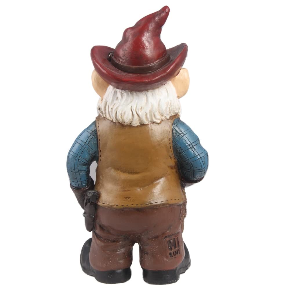 Gnome Cowboy Ultra Realistic Garden Statue Multi Color Polyresin - Diamond Home USA