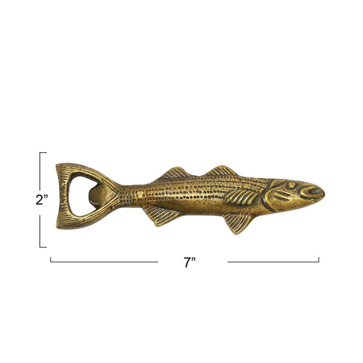 Cast Fish Shaped Bottle Opener 7.0"l X 2.0"w 0.5"h Gold - Diamond Home USA