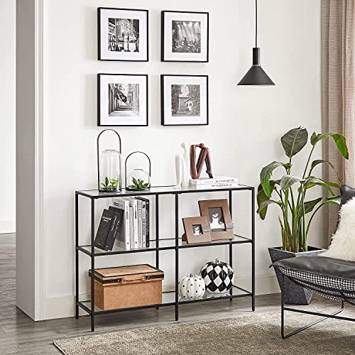 Console Sofa Table with 3 Shelves 39.4 X 11.8 28.7 Inches Steel Frame Tempered - Diamond Home USA