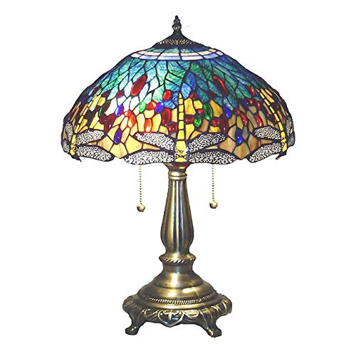 Tiffany-Style Yellow Dragonfly Table Lamp Blue Red Tiffany Bronze - Diamond Home USA
