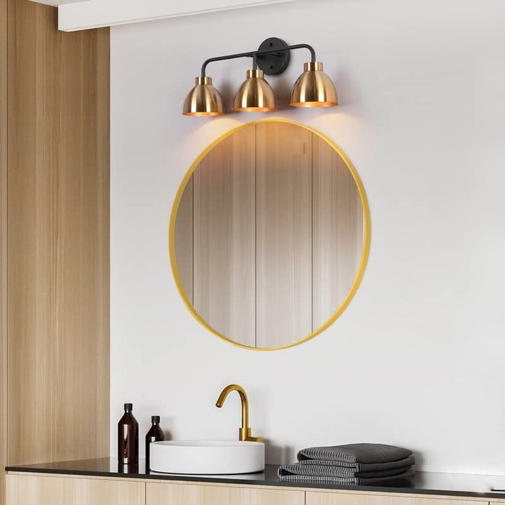 Modern 3-light Black Gold Bathroom Vanity Lights Metal Wall Sconces 22" L X 7" W - Diamond Home USA