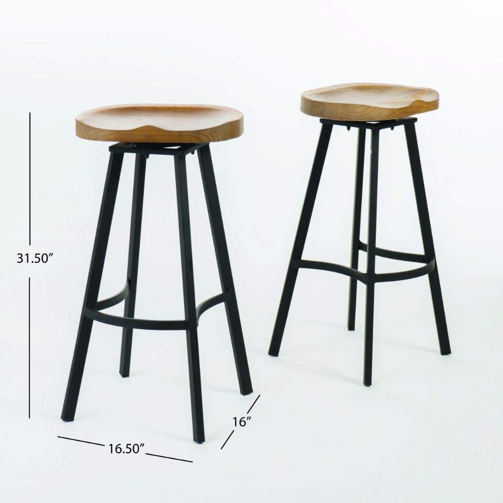 Christopher Knight Home Silas Pinewood Swivel Barstools 2-Pcs Set Antique With A - Diamond Home USA