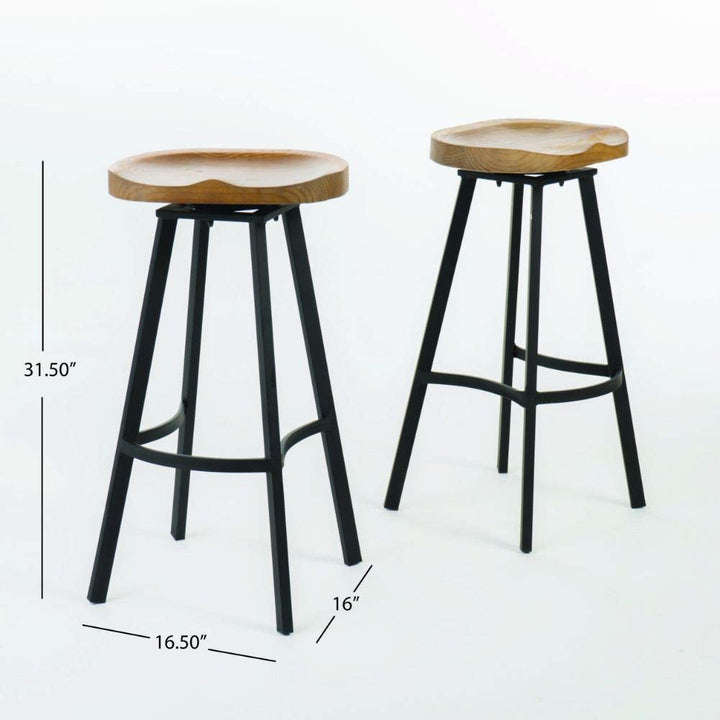 Christopher Knight Home Silas Pinewood Swivel Barstools 2-Pcs Set Antique With A - Diamond Home USA