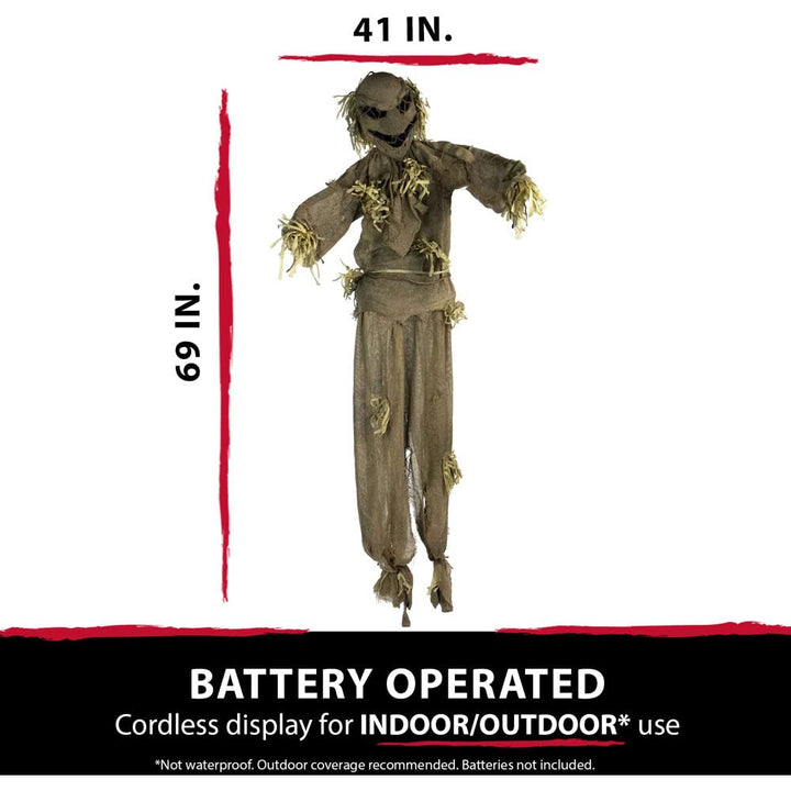 Haunted Hill Farm Life-Size Scary Talking Scarecrow Halloween Animatronic with - Diamond Home USA