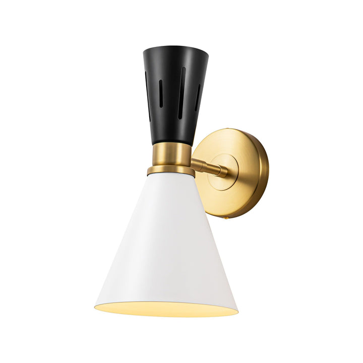 Fern 1-light Modern White/Black Cone Wall Sconce Adjustable Arm Vanity Light for - Diamond Home USA