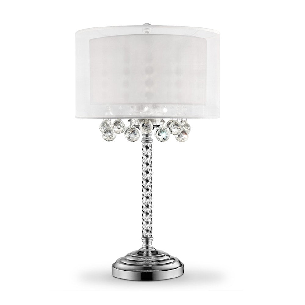 Ore International K-5149T 30" Moiselle Crystal Table Lamp Silver