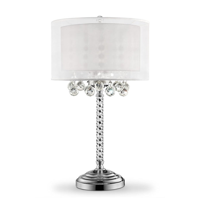Ore International K-5149T 30" Moiselle Crystal Table Lamp Silver