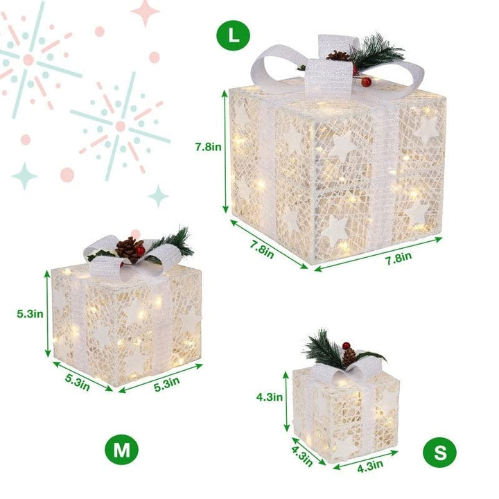 Lighted Gift Boxes Christmas Decoration Set of 3 Outdoor - Diamond Home USA