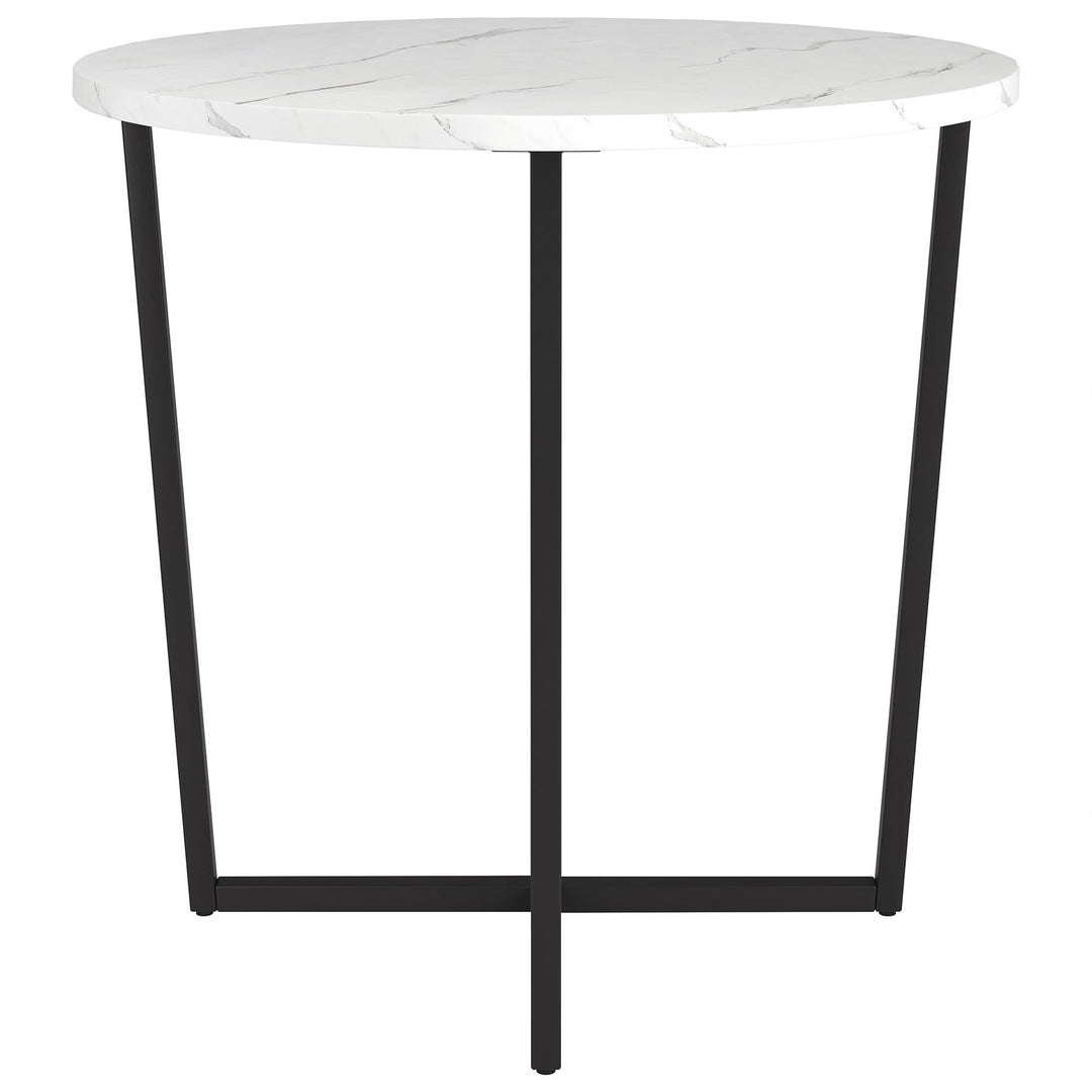 22" Wide Round Side Table with Marble Top Black Modern Contemporary Metal - Diamond Home USA