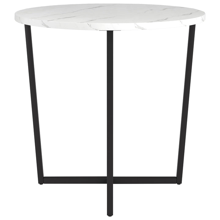 22" Wide Round Side Table with Marble Top Black Modern Contemporary Metal - Diamond Home USA