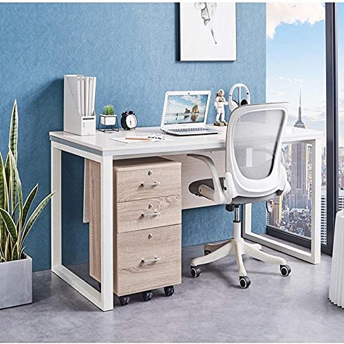 3-Drawer Rolling Wood File Cabinet with Lock Natural Modern Contemporary Mobile Oak - Diamond Home USA